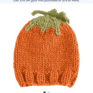 Knit Pumpkin Hat, Orange & Green